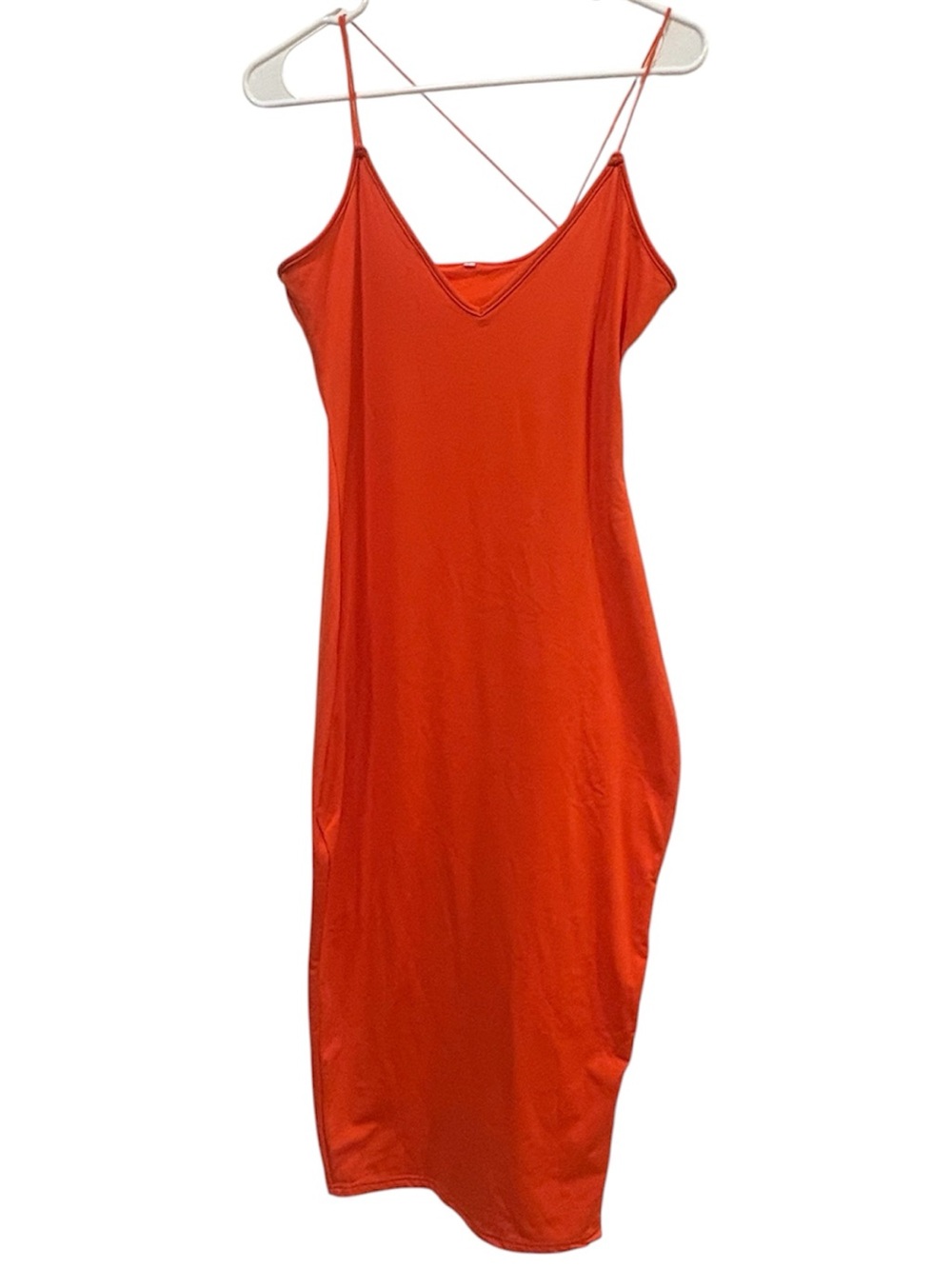 Orange Strappy Bodycon Dress, Large